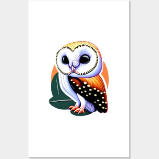 cute owl on leaf sticker Posters and Art